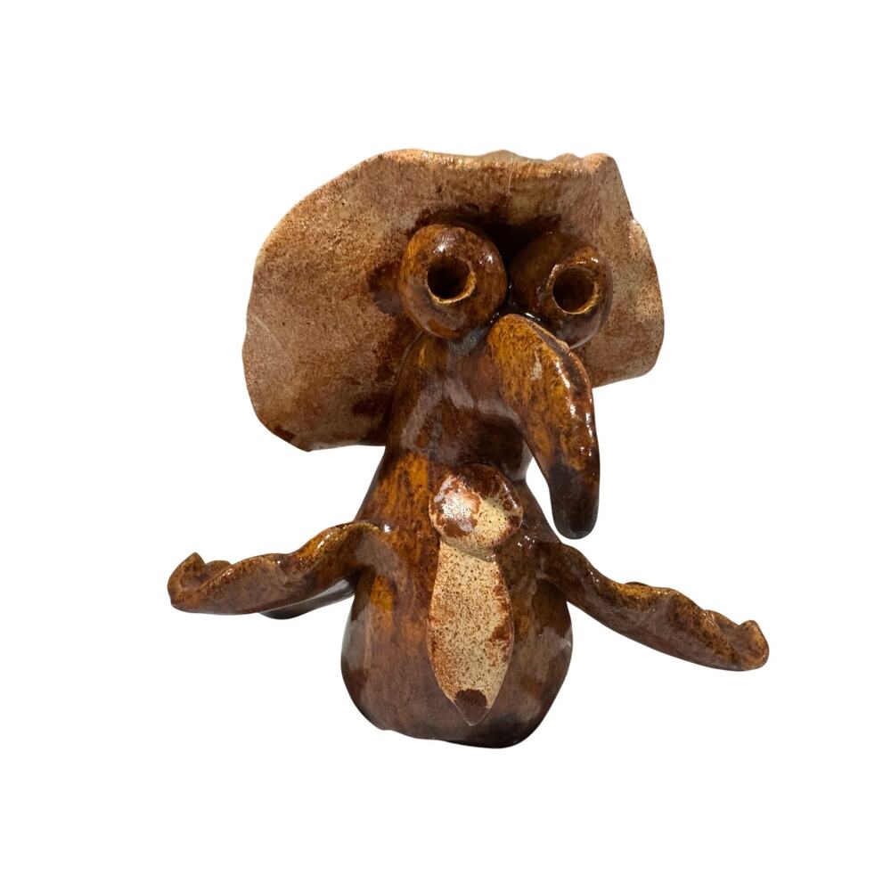 Clay Pottery Ugly Funny Bird Feathers figurine